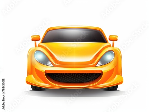 Bright orange sports car on clean white background