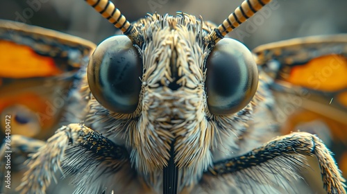  large, black eyes; long, thin yellow antennae