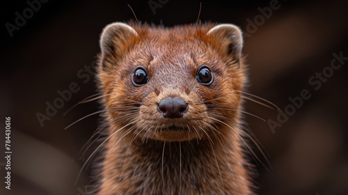  A tight shot of a small animal's face against a blurred background