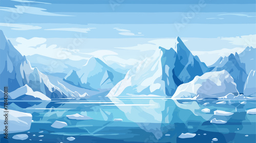 Ice mountain in water vector illustration. Northern