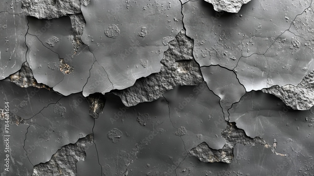 A monochrome image of a rock fissure with water beads on its rough surface A monochrome image of a rock fissure with water beads on its rough surface