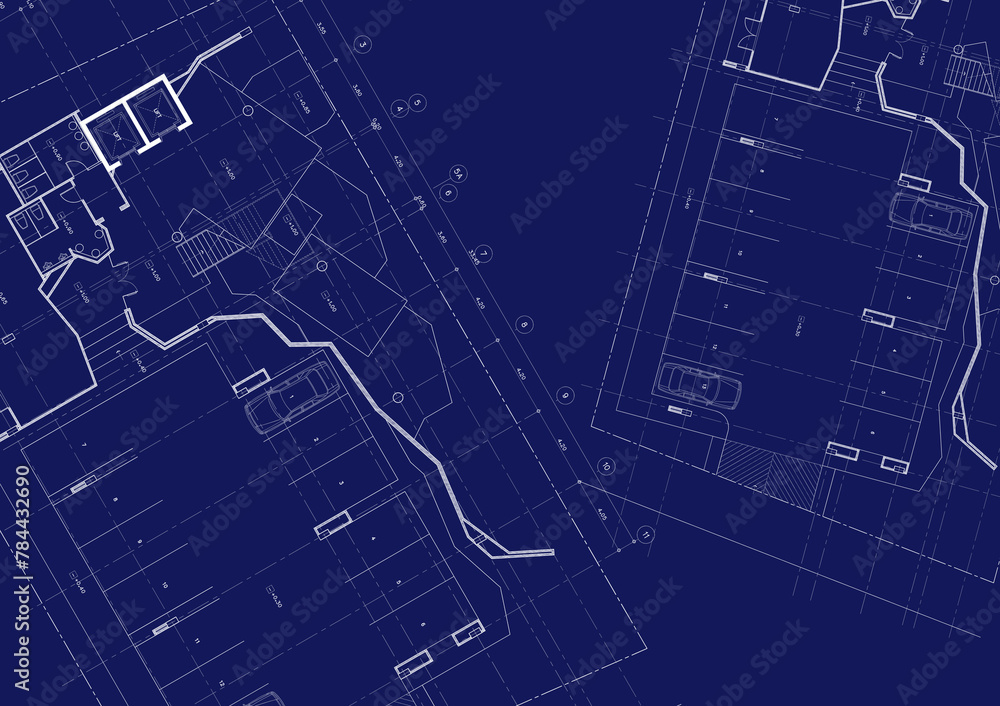 Fototapeta premium Floor plan designed building on the drawing.