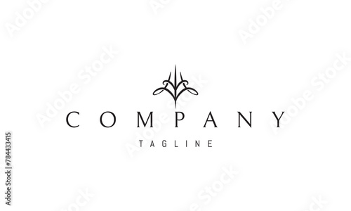 Vector logo with an abstract image of Poseidons trident in a linear style.