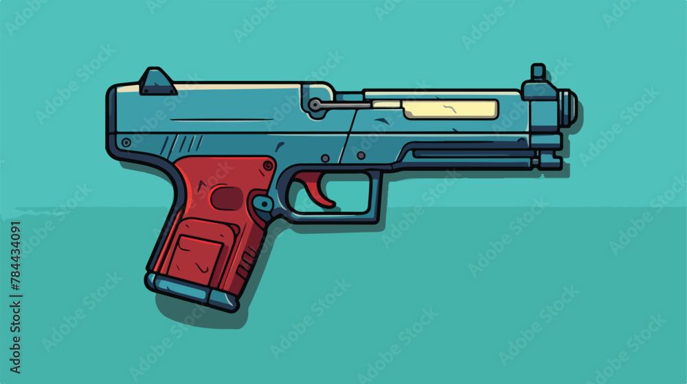 Illustration of a gun after shooting 2d flat cartoon