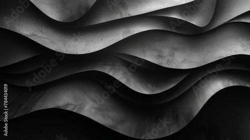 Sleek and atmospheric black minimal abstract shapes and textures in high quality 4k illustration, evoking a dark, moody feeling with a black and white color palette.