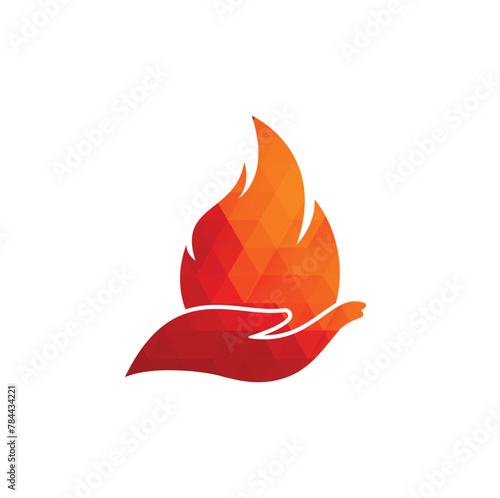 Fire care vector logo design concept. Hand and fire icon logo design.