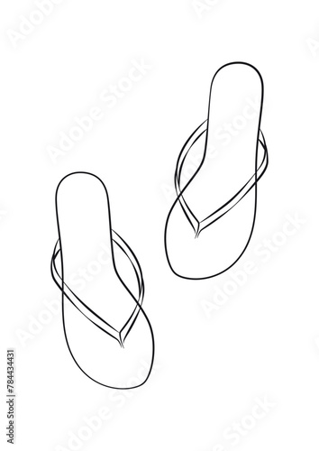 line art flip flops vector illustration, simple minimalist graphic, summer and vacation logo isolated on white background © Yana