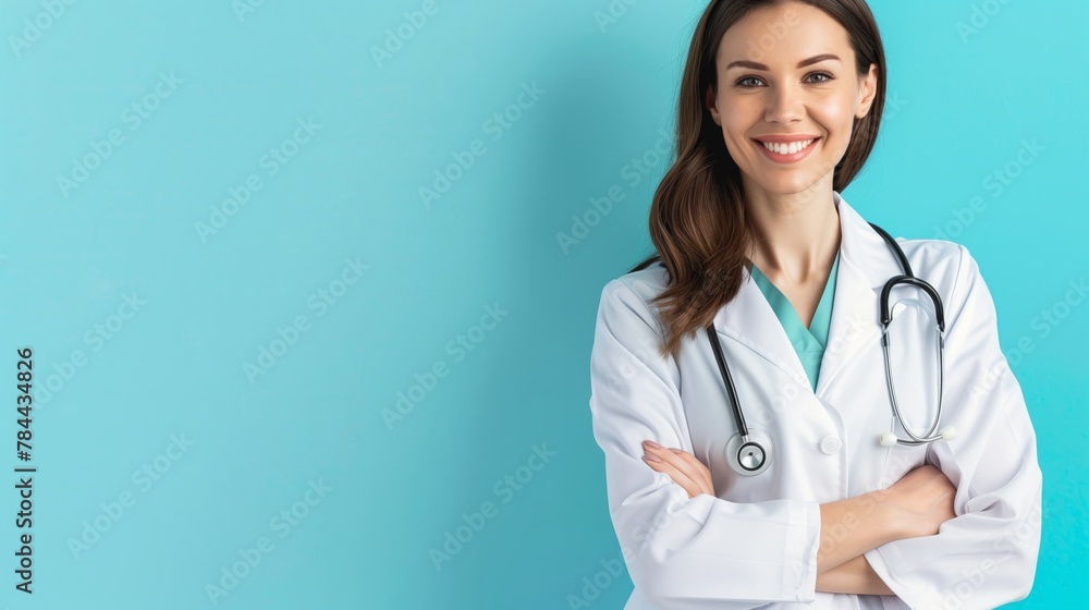 Confident female doctor with stethoscope Confident female doctor with stethoscope