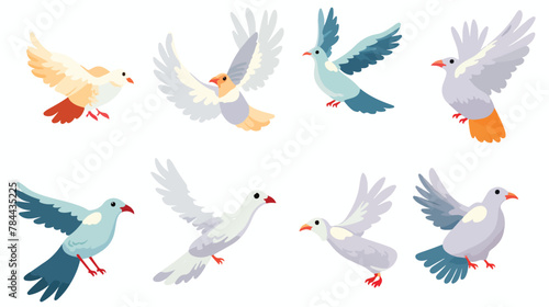 In different poses cartoon illustration set. Flock