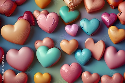 Abstract pastel background with hearts - oncept Mother's Day, Valentine's Day, Birthday - spring colors Generative AI photo