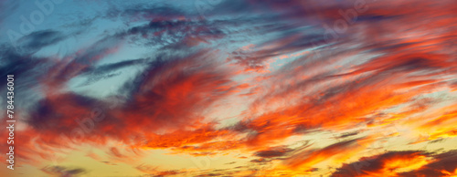 Colorful cloudy sky at sunset. Gradient color. Sky texture. Abstract nature background