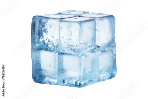 Chilled Elegance: Glistening Ice Cube With Water Droplets. On White or PNG Transparent Background.