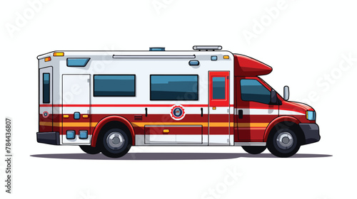 Fototapeta Naklejka Na Ścianę i Meble -  Isolated illustration of ambulance car  colored dra