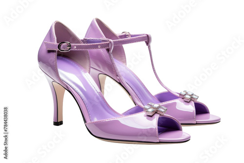 Violet Velvet Dreams: Exquisite Pair of High Heeled Shoes. On White or PNG Transparent Background.
