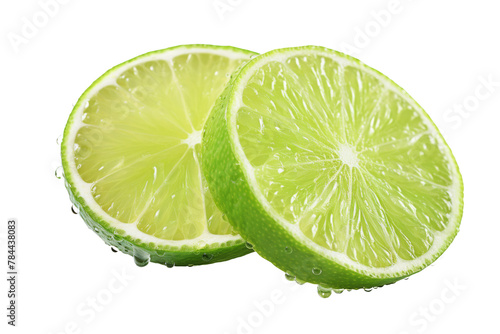 Citrusy Delight: Two Halved Limes on White. On White or PNG Transparent Background.