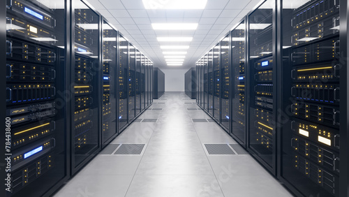Server racks in modern server room data center 