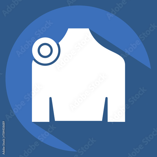 Icon Shoulder. related to Body Ache symbol. long shadow style. simple design editable. simple illustration