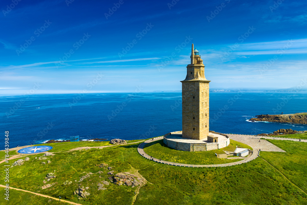 View of the Tower of Hercules, A Coruna, Galicia, Spain
