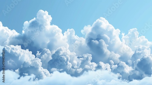 Isolated cirrus cumulus cloud on transparent background with white cloud border. Realistic element, weather banner illustration.