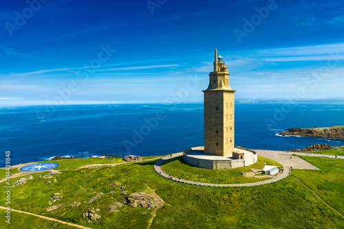 View of the Tower of Hercules, A Coruna, Galicia, Spain
