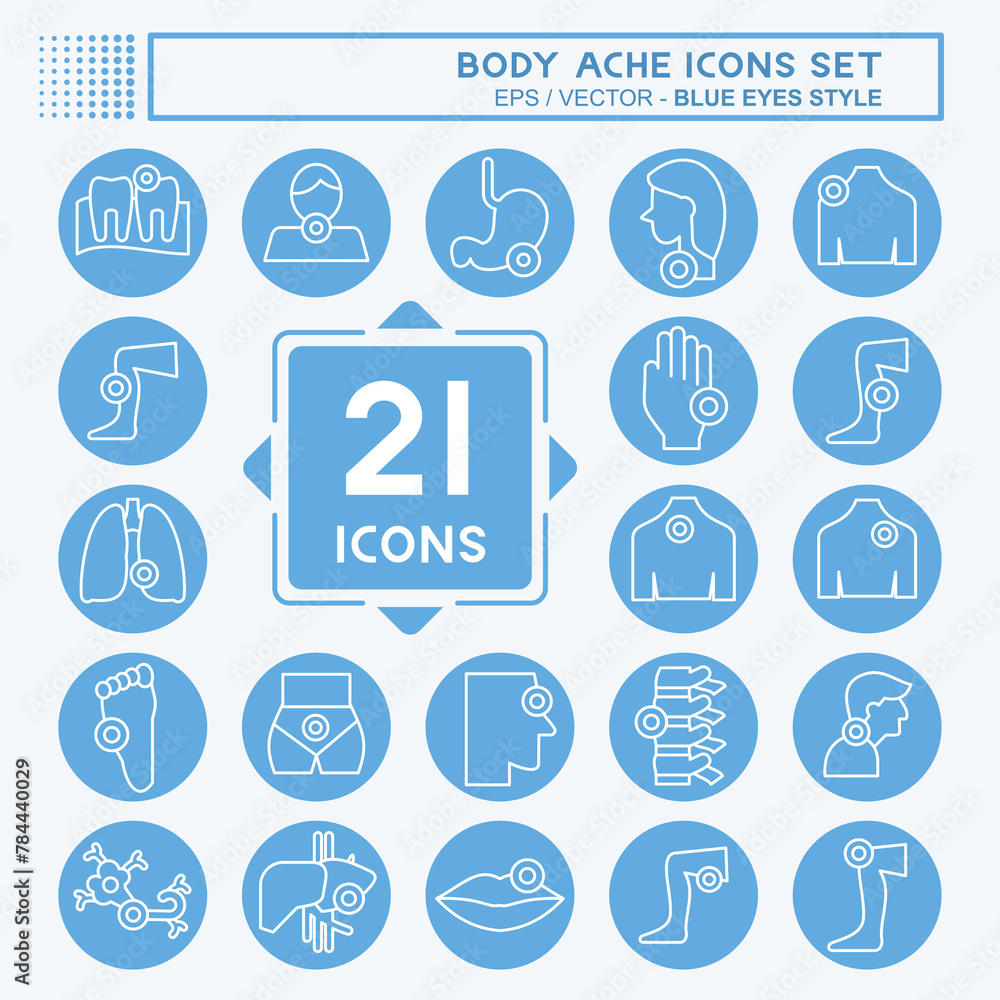 Icon Set Body Ache. related to Healthy symbol. blue eyes style. simple design editable. simple illustration Icon Set Body Ache. related to Healthy symbol. blue eyes style. simple design editable. simple illustration