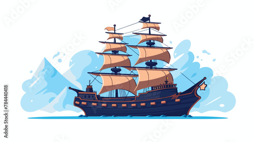 Kong ship icon 2d flat cartoon vactor illustration