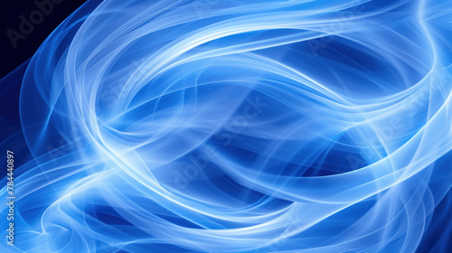 Fluid abstract background with dynamic blue waves and light patterns. © Anna