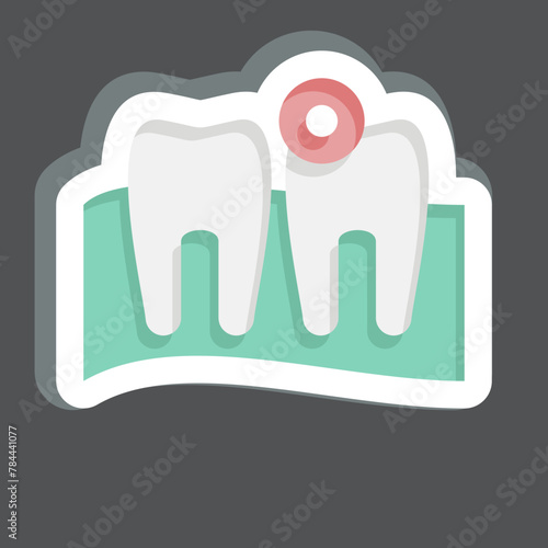 Sticker Toothache. related to Body Ache symbol. simple design editable. simple illustration