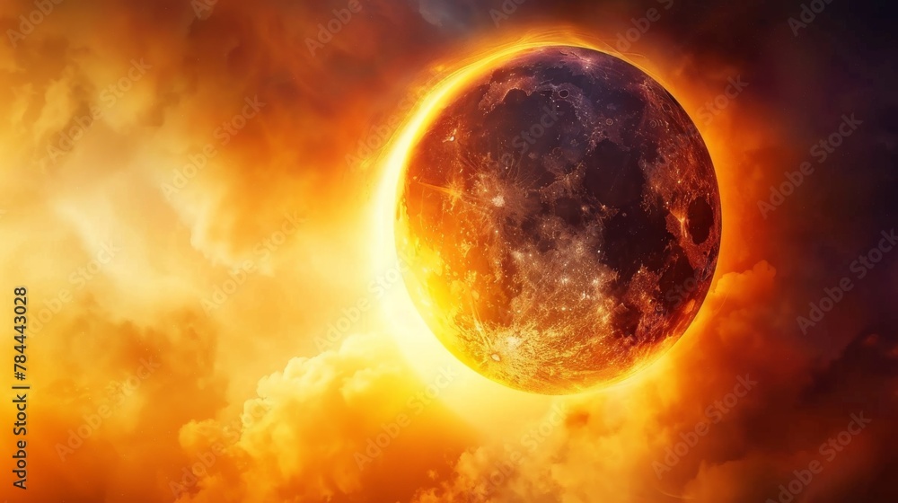 Celestial Dance: Solar Eclipse Embraced by Wispy Clouds Celestial Dance: Solar Eclipse Embraced by Wispy Clouds