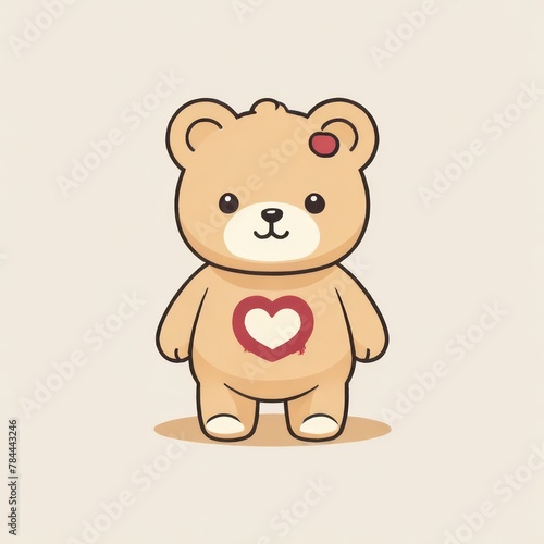 Sweet Teddy Bear with Heart Illustration