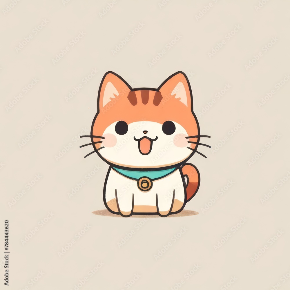 Adorable pink cartoon kitten drawing with cute vector illustration of a funny domestic cat Adorable pink cartoon kitten drawing with cute vector illustration of a funny domestic cat