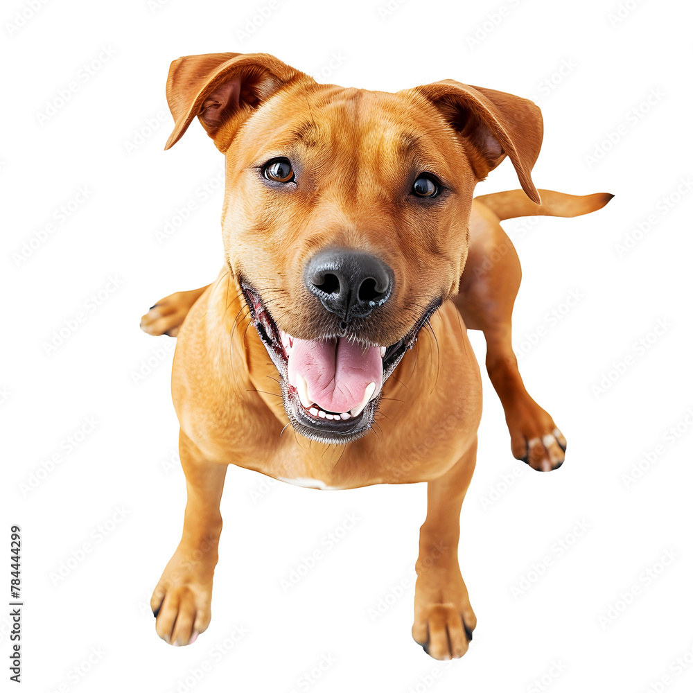 Happy dog isolated on transparent background. Png format