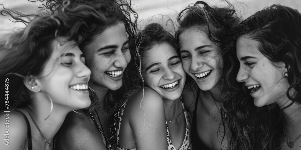 Obraz premium A group of girls captured in a black and white photo. Suitable for various projects