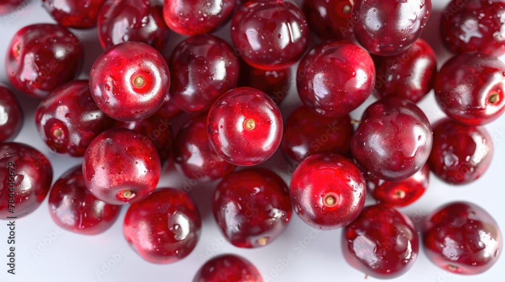 A pile of cranberries on a clean white surface. Perfect for food blogs or holiday recipes A pile of cranberries on a clean white surface. Perfect for food blogs or holiday recipes