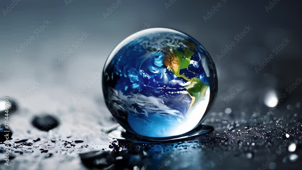 Blue marble illustration of Earth, a water-covered planet with continents like Europe and America Blue marble illustration of Earth, a water-covered planet with continents like Europe and America
