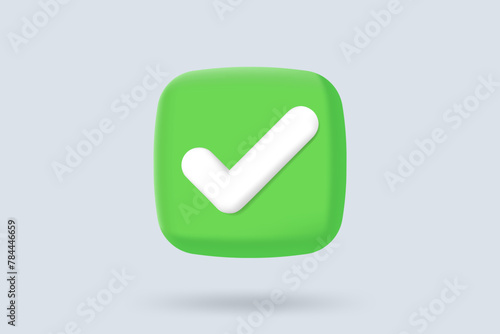 3d minimal icon check mark illustrator Approvement concept, tick select, accept, agree on application 3d. select icon vector photo