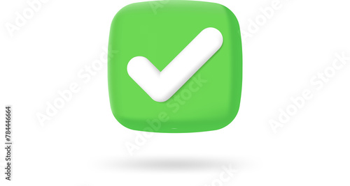 3d minimal icon check mark illustrator Approvement concept, tick select, accept, agree on application 3d. select icon photo