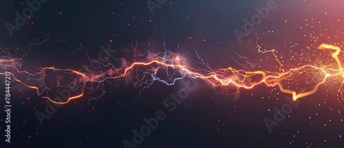 An array beaming bolts of lightning and thunder vibrates over a black setting and space, Generative AI. © Electric Wolf