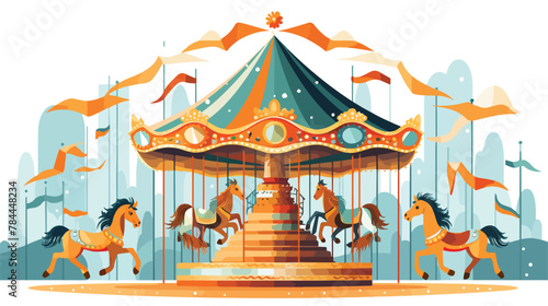 Magical carousel with creatures from mythology inst