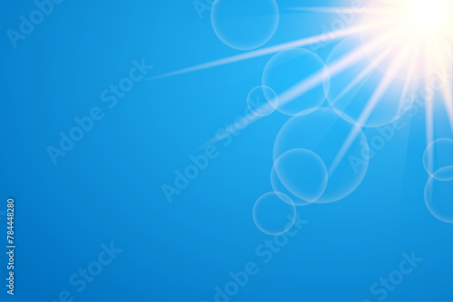 Blue sun rays background