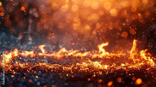 A fiery inferno with dynamic warm tones and smoke.