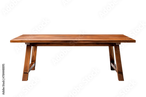 Zenful Balance: Wooden Table Anchored on a Blank Canvas. On White or PNG Transparent Background.