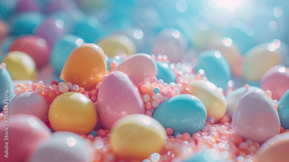 Colorful pile of candy eggs, perfect for Easter designs