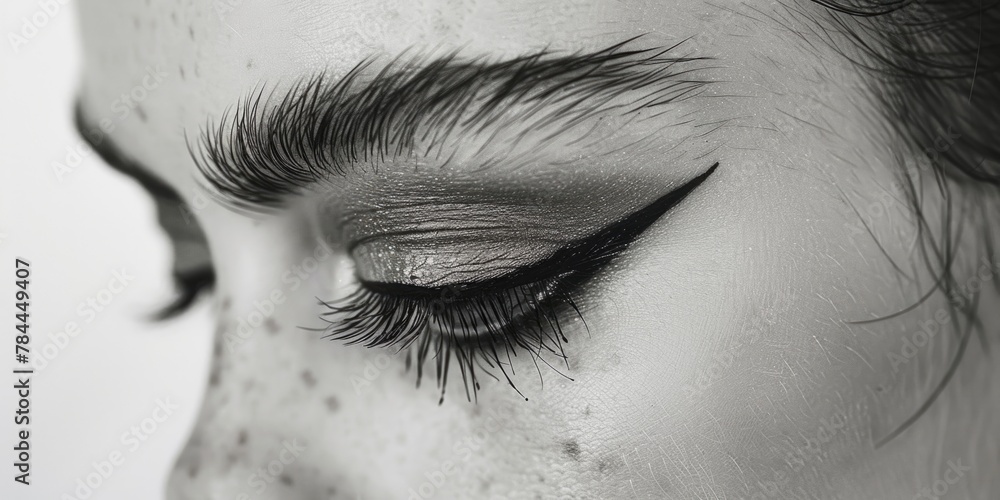 Obraz premium Close-up of a woman's eye with long eyelashes. Perfect for beauty and fashion concepts
