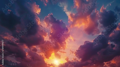 A beautiful sunset with clouds in the sky, ideal for various projects