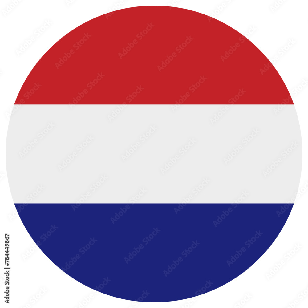 Obraz premium Netherlands Round Country Flag. Dutch Circle National Flag. Holland Circular Shape Button Banner. Vector Illustration of round circle shape netherland's flag. EPS