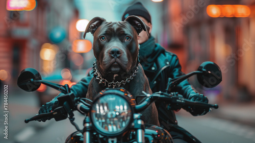 dog and man on a motorcycle