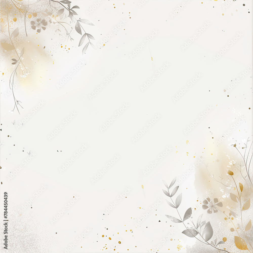 Beige background, frame with leaves and dots in the corners
Beige background, frame with leaves and dots in the corners