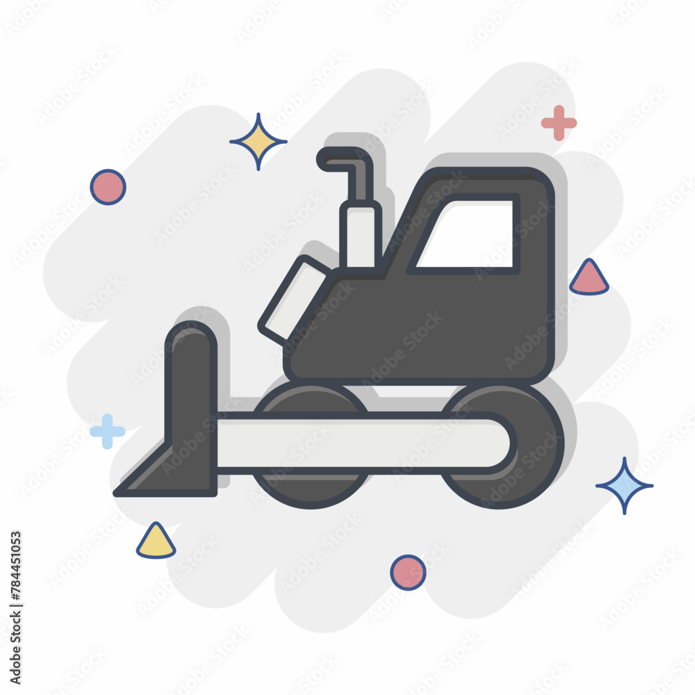 Icon Bulldozer. related to Mining symbol. comic style. simple design editable. simple illustration Icon Bulldozer. related to Mining symbol. comic style. simple design editable. simple illustration