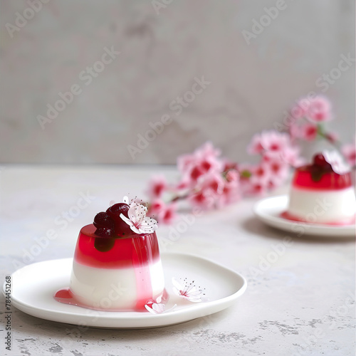 Beautiful cakes with cherry jelly 